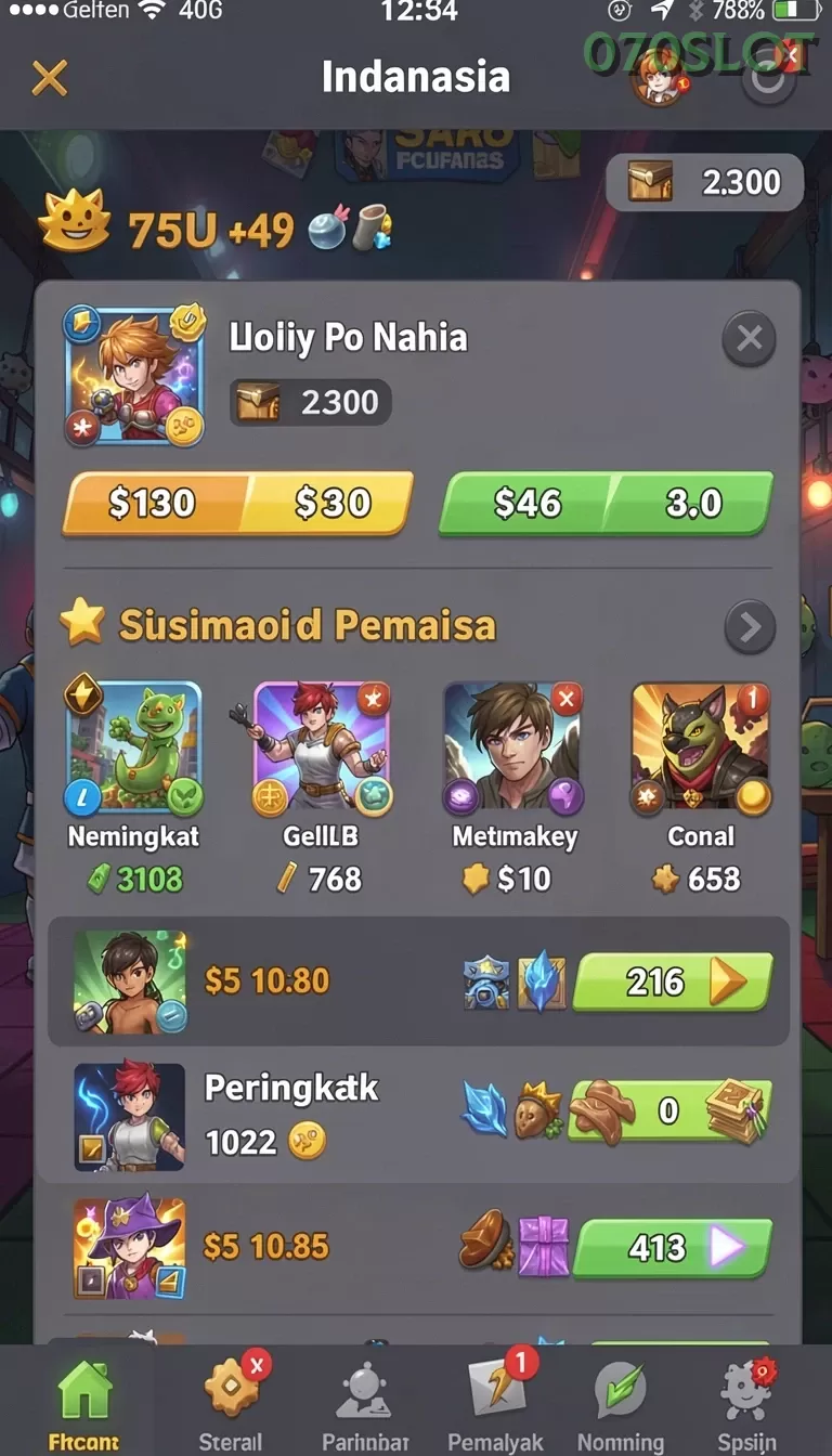 Cuplikan layar QTGAME — menu navigasi